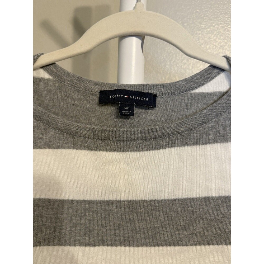 Tommy Hilfiger Women's White Grey Stripe Long Sleeves